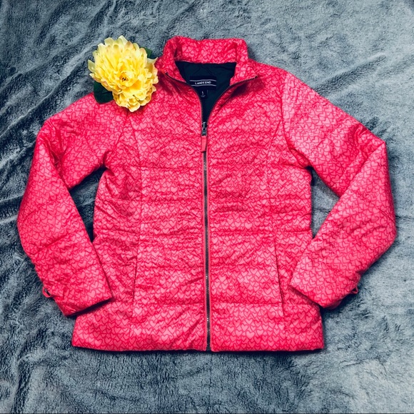 Lands End Pink Heart Jacket NWOT size Large - Picture 2 of 11